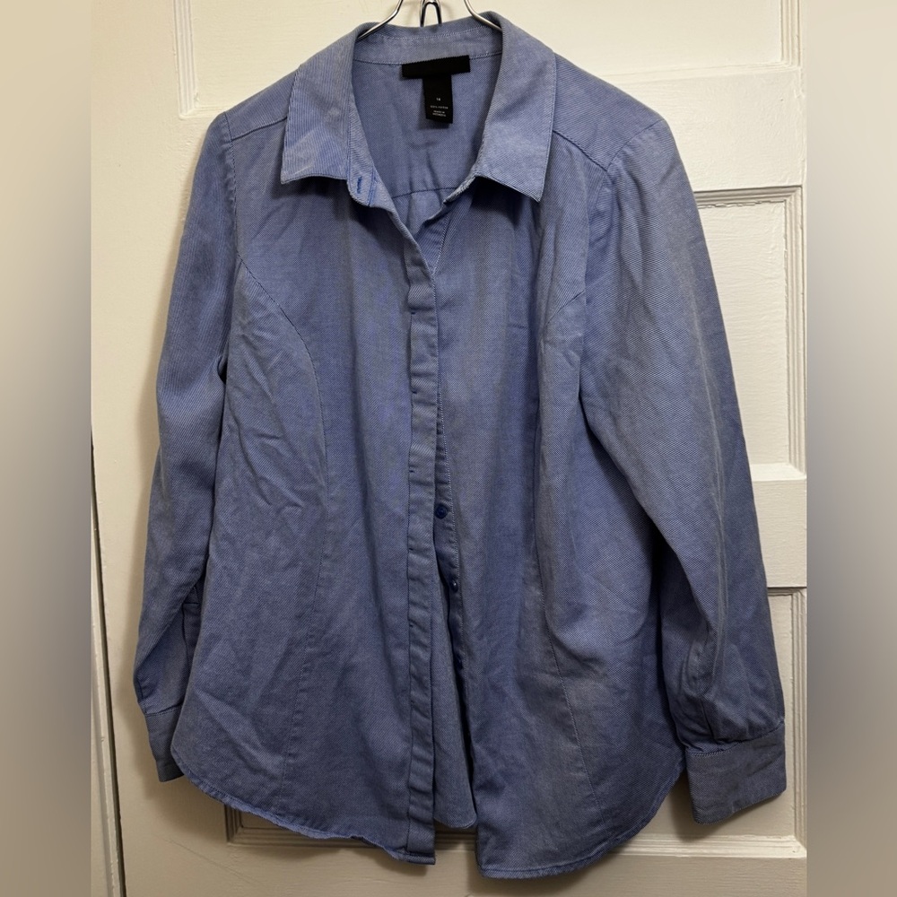 Lane Bryant Blue Button-Up Shirt